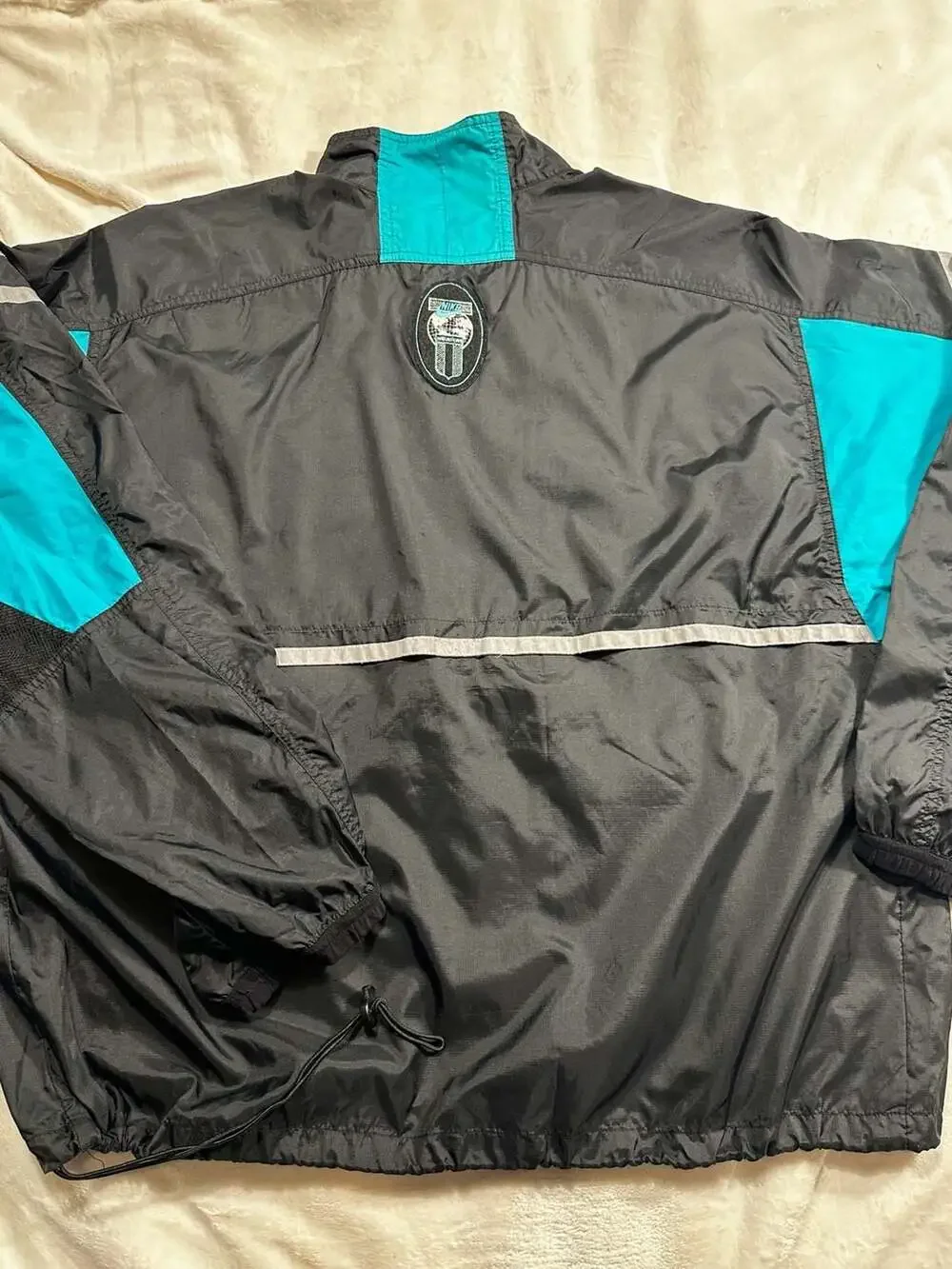 Vintage 90s Nike Black and Teal 1/2 Zip Windbreaker Jacket XLarge